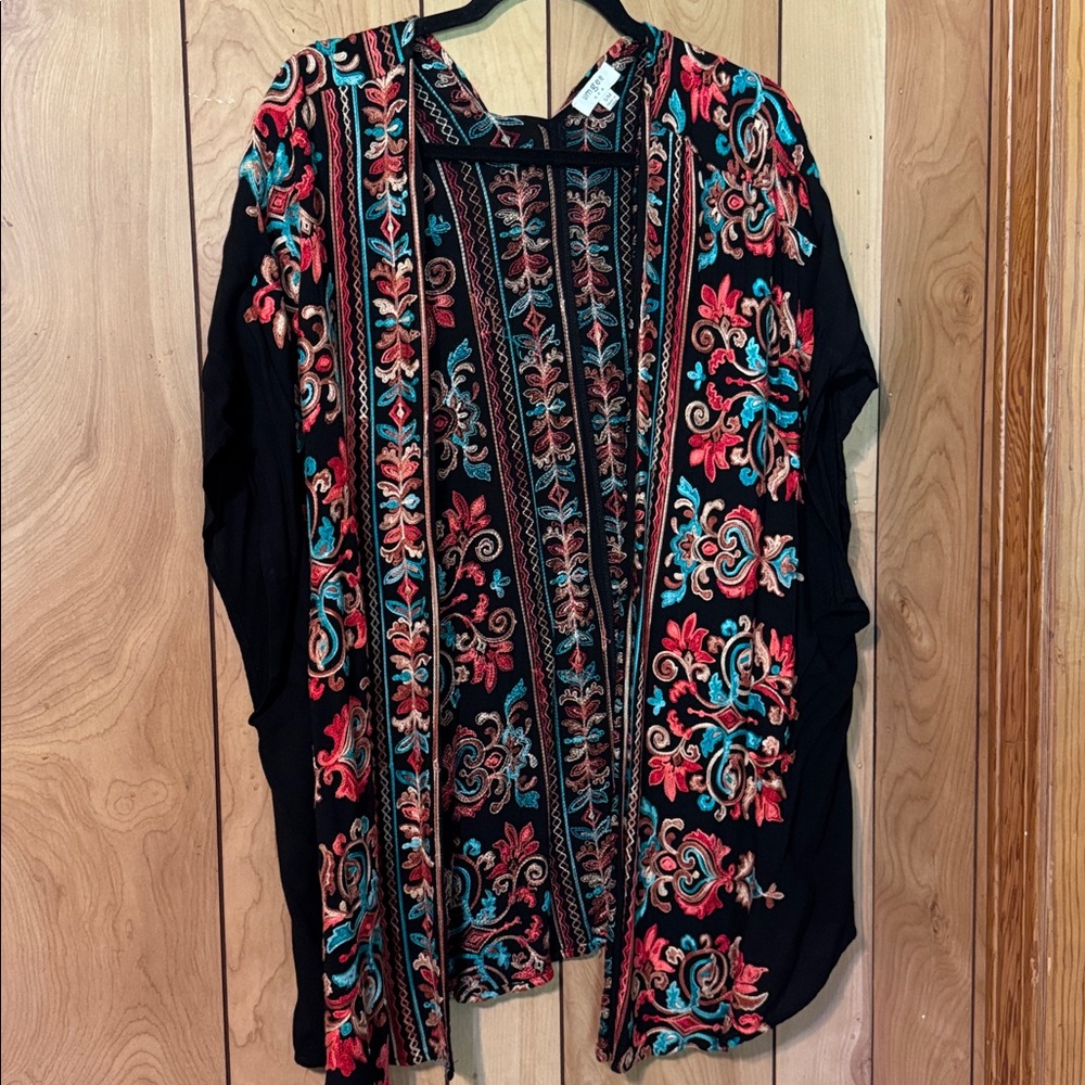 Umgee Black and Teal Boho kimono